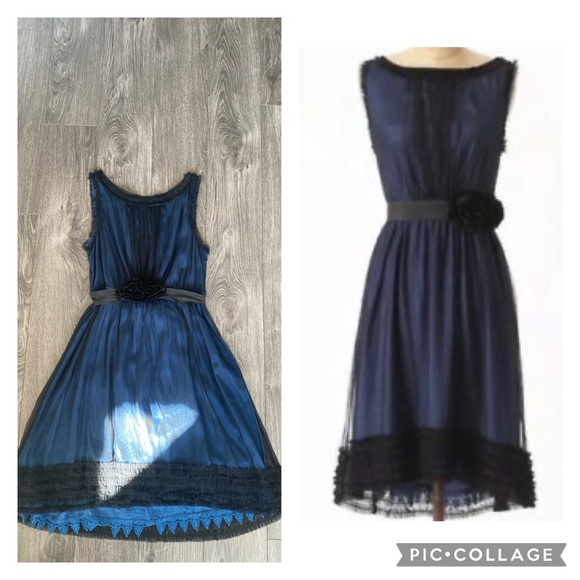 Anthropologie Tulle Ruffle Fit Flare Dress - Picture 1 of 5